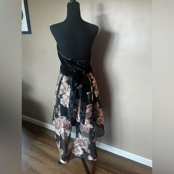 VENUS Strapless High-low Mini Dress velvet Floral Tulle homecoming Sz 14 NWT - Picture 13 of 16